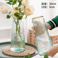 勤凱簡(jiǎn)約創(chuàng  )意透明玻璃花瓶桌面水養玫瑰鮮花瓶北歐ins風(fēng)客廳插花擺件 【豪華裝飾】特大金口水波紋+金 .