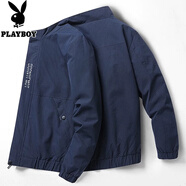 花花公子（PLAYBOY）春秋季新款夾克男士潮流帥氣立領(lǐng)外套青年韓版休閑大碼上衣服男裝 1XM21/JK1938藍色 L