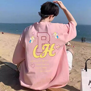 倉石一樹(shù)倉石一樹(shù)粉色男士短袖T恤男天使baby印花2025夏季純棉潮牌ins上衣 粉紅色 M