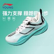 李寧李寧童鞋男大童跑步鞋超輕大碼跑鞋?絲網(wǎng)面運動(dòng)鞋緩震防滑休閑鞋 云瓷藍/標準白 37 碼