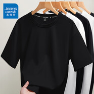 真維斯（JEANSWEST）休閑短袖女新款夏季寬松純棉t恤女2025年薄款學(xué)院風(fēng)學(xué)生上衣女裝 黑色 純色 L 【推薦120-135斤】