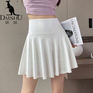 袋鼠（DaiShu）羽毛球運動套裝女夏季2025新款網球服瑜伽速干百褶半身短裙健身衣 百褶裙白色 L (選碼參考胸圍腰圍)