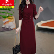 皮爾卡丹（pierre cardin）感紅色連衣裙女士秋冬季大號收腰顯瘦歐貨配大衣氣質(zhì)禮服裙子針織 紅色【歐貨歐洲站潮牌/歐貨女裝/ 2XL 【126-135斤】