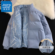真維斯（JEANSWEST）【兩面穿】棉服男棉衣秋冬季潮流加厚外套男士衣服秋冬裝男裝保暖 藍色【雙面穿】 L 建議130-150斤