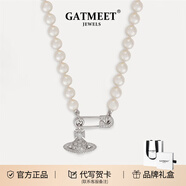 GATMEET珍珠項(xiàng)鏈回形針土星歐陽娜娜明星同款情人節(jié)520禮物送女友老婆 銀色回形針珍珠項(xiàng)鏈