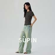 速品SUPIN女裝圓領(lǐng)短袖小衫 F17黑花 S