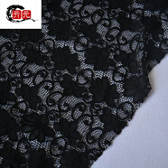 亓元黑色鏤空刺繡蕾絲花邊服裝連衣裙diy手工衣服裙子布料 黑色立體報春花(彈力)