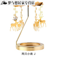 香薰蠟燭浪漫旋轉(zhuǎn)燭臺走馬燈木馬擺件聰明蓋ins少女心禮物雪花 兩只小鹿