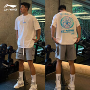 李寧短袖t恤男女秋冬2025新款半袖純棉寬松休閑白色潮牌圓領(lǐng)運動(dòng)上衣 標準白-斗轉星移【純棉】 L /175