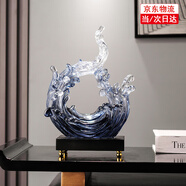 赟婭現(xiàn)代輕奢風(fēng)生水起擺件玄關(guān)酒柜辦公室高級感創(chuàng)意裝飾喬遷新居禮品 風(fēng)生水起擺件【煙灰色】含底座