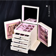 弘藝堂（HYT）帶鎖首飾盒高檔輕奢多層黃金手飾品首飾收納盒精致生日新婚禮物女 【特價無鎖】-5層米白色牡丹雕花