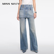 MISS SIXTY2025春季新款半身裙女牛仔短裙復古洗水多紐扣設計感 中藍 M