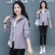 蘇洛琳（SULUOLIN）2024春秋新款男女休閑運動(dòng)短外套女韓版彈力登山服 香芋紫 M(建議：98-108斤)