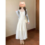 妃莉杋（FeiLiFan）白色吊帶連衣裙子女裝2025新款夏季穿搭溫柔風(fēng)小個子氣質(zhì)長裙套裝 開衫+連衣裙【套裝】 M 45/55kg