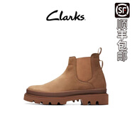 其樂(lè )clarksBadell Top男鞋牛皮潮鞋切爾西靴英倫風(fēng)皮靴增高短靴男 土黃色皮里 39
