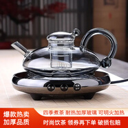 全度煮茶壺花茶壺套裝英式泡茶壺茶具加厚耐熱玻璃北歐風(fēng)格輕奢養(yǎng)生壺 艾瑪詩電陶爐+灰財(cái)鼠壺500ml2頭