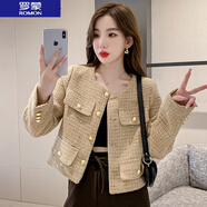 羅蒙（ROMON）女裝 小香風(fēng)短外套女早春新款法式氣質(zhì)名媛淑女2024春秋款上衣服 卡色 M