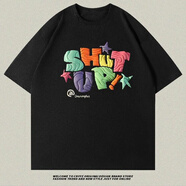 文頗100%純棉2025新款240g重磅短袖t恤男女簡(jiǎn)約美系寬松百搭ins情侶裝 240克-黑 S