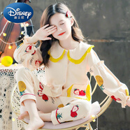 迪士尼（Disney）兒童睡衣女童春秋季棉長(zhǎng)袖薄款卡通中大童小女孩公主家居服套裝 204#黃草莓 170 【中童16碼】140-150cm