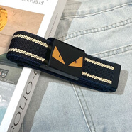 漫兮楠帆布皮帶男女潮流高初中學(xué)生青少年韓版個(gè)性百搭牛仔褲腰帶 眼睛黑149斤內可使用 110cm