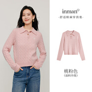 茵曼（INMAN）毛衣女POLO領(lǐng)2025春季套頭針織衫女裝新款通勤長(zhǎng)袖毛衣上衣 桃粉色 XL