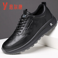 YRC意爾康休閑皮鞋男冬季加絨保暖軟底防滑運(yùn)動(dòng)板鞋百搭小白鞋男 9579-黑色 43 【標(biāo)準(zhǔn)皮鞋碼】