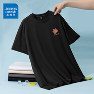 真維斯（JEANSWEST）冰絲速干短袖t恤男夏季簡(jiǎn)約百搭寬松涼感T男士透氣吸汗運(yùn)動(dòng)半袖衫 黑色 楓樹葉_K M 【熱銷爆款】