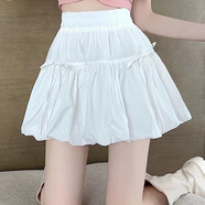 妙奕嘉裙子女短裙白色半身裙夏天2025新款學(xué)院風(fēng)黑色超短裙蛋糕裙花苞裙 蝴蝶結花苞蓬蓬裙【白色】 M 【建議90-105斤】