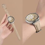 優(yōu)思頓適用華為gt5新款表帶watchgt4智能手表gt5pro表帶女款腕表gt3pro女士腕帶gt2真皮秋冬gt4手表帶 【奶杏色】銀色扣-真皮表帶-不掉皮 適用于華為GT5(表盤41mm）