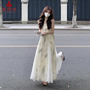 夏雨瑤新中式吊帶連衣裙女2025夏季新款設計感小眾復古水墨氣質(zhì)國風(fēng)長(cháng)裙 重磅水墨吊帶裙 氣質(zhì) XL 【139-155斤選】