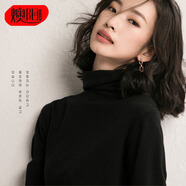 燠陽(yáng)2024新款秋冬高領(lǐng)女堆堆領(lǐng)百搭套頭時(shí)尚毛衣寬松打底針織衫 堆堆領(lǐng)-黑色 M 【85-110斤】