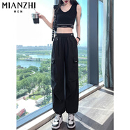 棉致工裝褲子女春秋季新款寬松小個(gè)子高腰休閑褲女士長褲 黑色【941高品質(zhì)41.5】 S 85-95斤