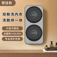 艾德勒雙倉洗衣機內(nèi)衣襪子壁掛洗衣機嬰兒洗烘一體機全自動高溫殺菌內(nèi)衣褲洗脫一體桌面洗衣機小型 雙艙 灰色雙桶壁掛款