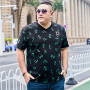 圣彼威朗 加肥加大碼短袖t恤男胖子肥佬體恤潮牌胖人衣服大碼半截袖打底衫 DX198黑色 4XL (210-230斤)