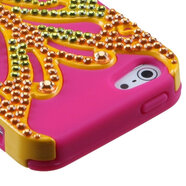 MYBATMYBAT Apple iPhone 5s/5 Butterflykiss Hybrid Cover w/ Diamonds Yellow/Hot Pink