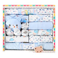 樂(lè )韻寶嬰兒衣服禮盒新初生兒衣服見(jiàn)面禮春夏季秋冬款純棉嬰兒滿(mǎn)月衣服 晴天熊（四季）藍色18件套 59cm （0-6個(gè)月）