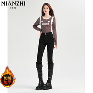 棉致復古顯瘦高腰牛仔褲女秋冬季爆款辣妹修身緊身小腳鉛筆休閑褲子女 850黑色【加絨高品質(zhì)35.5】 29 110-120斤