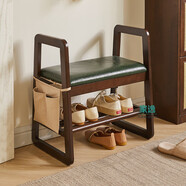 家逸實木換鞋凳入戶門口鞋柜家用老人帶扶手穿鞋凳多層鞋架軟包長條凳
