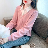 憶思減華夫格衛(wèi)衣假兩件女裝2025春春秋季新款長袖今年流行襯衫上衣 霧粉紫 2XL