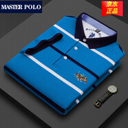 MASTER POLO短袖polo衫男夏季薄款新款男士商務休閑條紋保羅t恤體恤中年男裝 3898藍色條紋 4XL