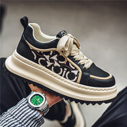 世季酷風(fēng)男鞋春季鞋子男運動(dòng)鞋男跑鞋老爹鞋休閑鞋跑步鞋潮鞋厚底增高 黑色 39