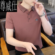 尊威仕（ZUNWEISHI）短袖男士2025新款夏季冰絲t恤潮流時(shí)尚休閑涼感帶領(lǐng)polo衫 紅色 1012 XL (建議115-130斤)