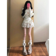 天啟世紀純欲蝴蝶結常規裙衫上衣蕾絲半身裙短裙女秋冬年套裝 上衣+短裙 L