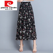 皮爾卡丹（pierre cardin）系帶松緊腰碎花半身裙女夏季雪紡a字裙中長(cháng)款2024高腰顯瘦百褶裙 花色5 均碼 松緊腰(80-150斤)