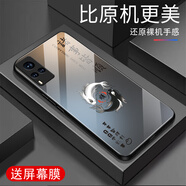 越厷適用vivoX60手機殼防摔X60t全包邊鋼化玻璃硬殼硅膠軟框超薄防刮保護套簡約文字外殼vivoX60曲屏版 諸事皆勝-水泥灰--G7604 vivoX60曲屏版【送屏幕膜】