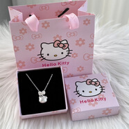 凱蒂貓足銀999蝴蝶結kitty吊墜可愛(ài)卡通ins輕奢小眾高級簡(jiǎn)約氣質(zhì)設計 kitty套鏈+kitty禮盒