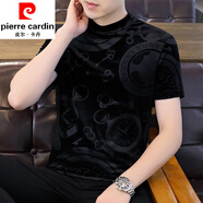 皮爾卡丹（pierre cardin）金絲絨打底衫男士短袖t恤秋冬薄款半高領(lǐng)秋衣內(nèi)搭體恤上衣男半袖 9941黑色 XL