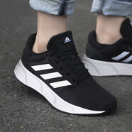 阿迪達(dá)斯 （adidas）官方男鞋 2025秋季新款運(yùn)動(dòng)鞋透氣男士休閑鞋減震輕便低幫跑步鞋 GW3848/黑白 39