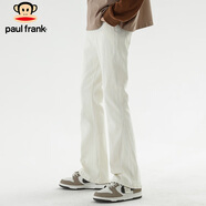 大嘴猴（paul frank）牛仔褲男士秋季高街微喇褲子男修身百搭休閑褲男褲 米白色 L