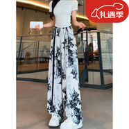 紅蜻蜓（RED DRAGONFLY）芍藥褲2024年新款褲子女2024新款夏天女士夏季薄款女生中國風(fēng)裝新 白玉墨竹 S(80-95斤)小個(gè)子適合156cm以下
